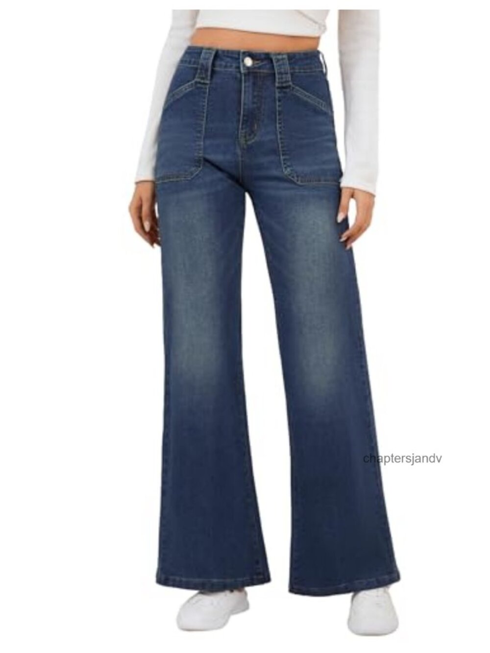 Wide Leg High Rise Stretch Denim Jeans Loose Flare Pants